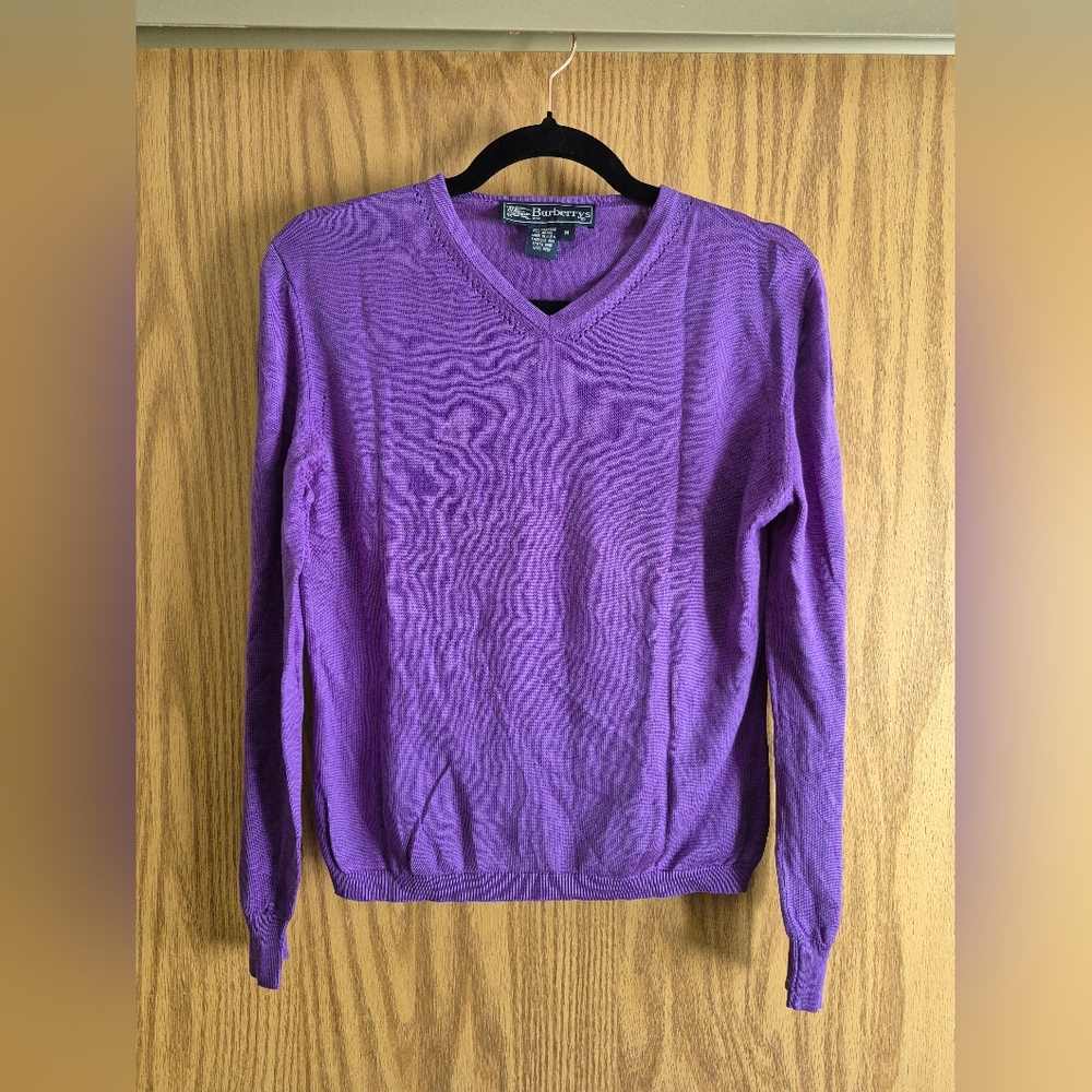Vintage BURBURRY'S Purple V-Neck Sweater